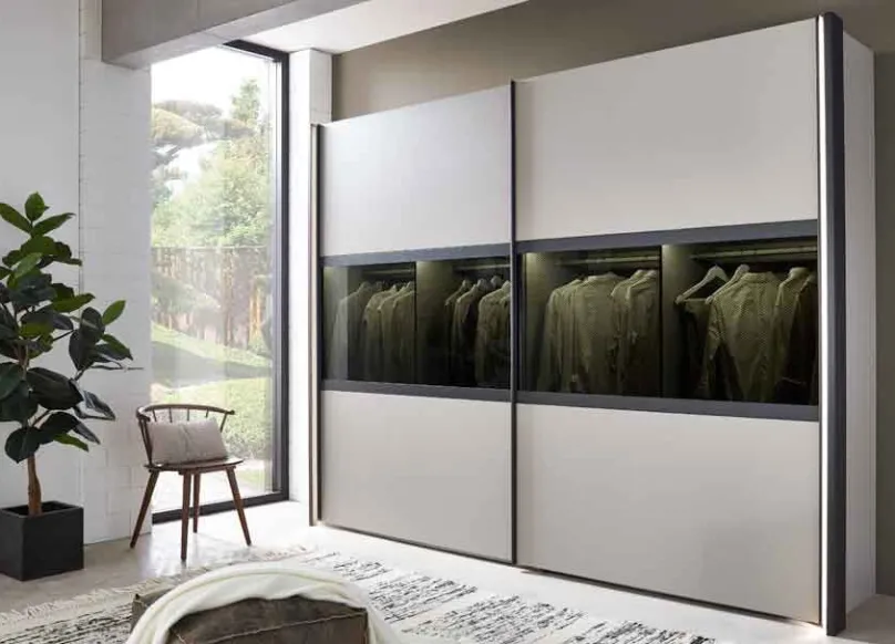Sale Split Schwebetürenschrank grau Schwebebetürenschränke