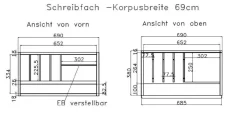 Square Sideboard mit Schreibtisch Highboards|Anrichten