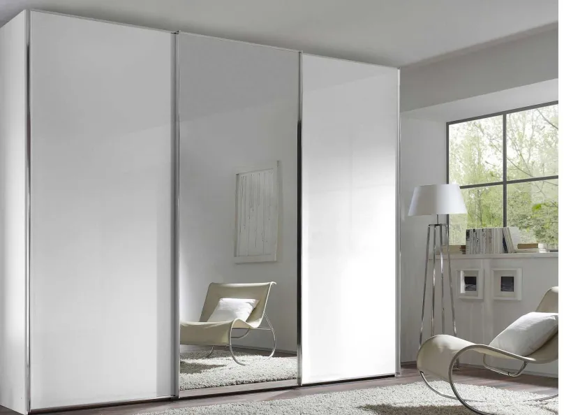 Online Staud Schwebetürenschrank weiß mit Spiegel Schwebebetürenschränke