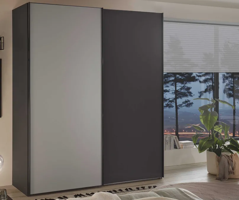 New Staud Sinfonie Plus Kleiderschrank grau Schwebebetürenschränke