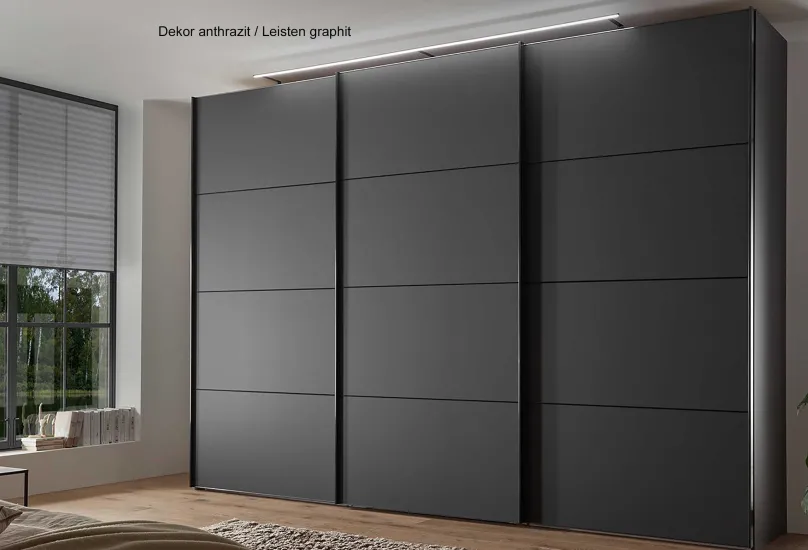 New Staud Sinfonie Plus Kleiderschrank grau Schwebebetürenschränke
