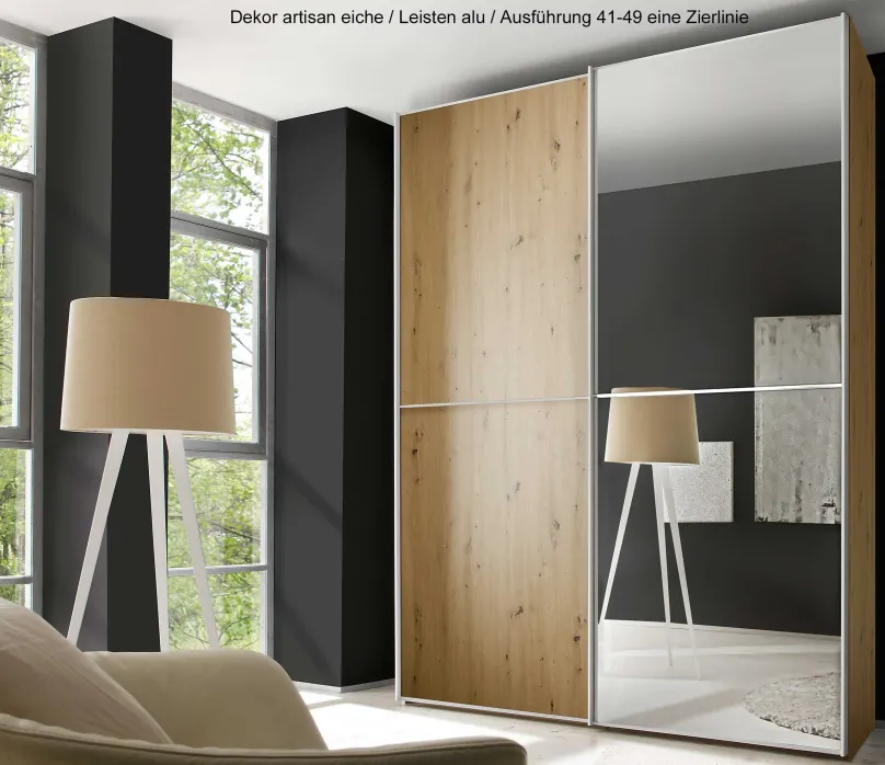 New Staud Sinfonie Plus Kleiderschrank mit Spiegel Schwebebetürenschränke