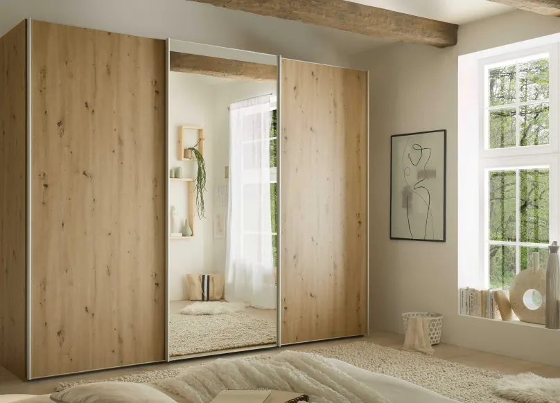 New Staud Sinfonie Plus Kleiderschrank mit Spiegel Schwebebetürenschränke