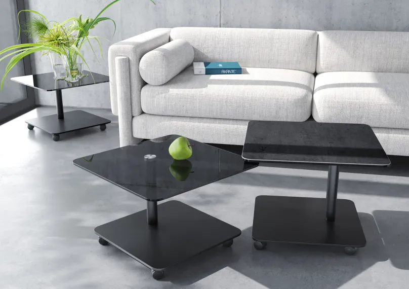 Outlet Thales Tisch mit Rollen 60x60 Beistelltische