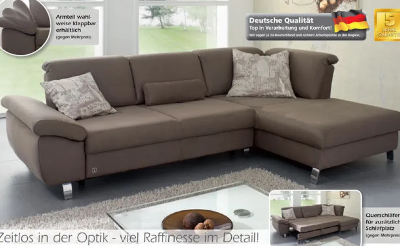 Hot Time Ecksofa mit Sitztiefenverstellung Schlafsofa|Ecksofas