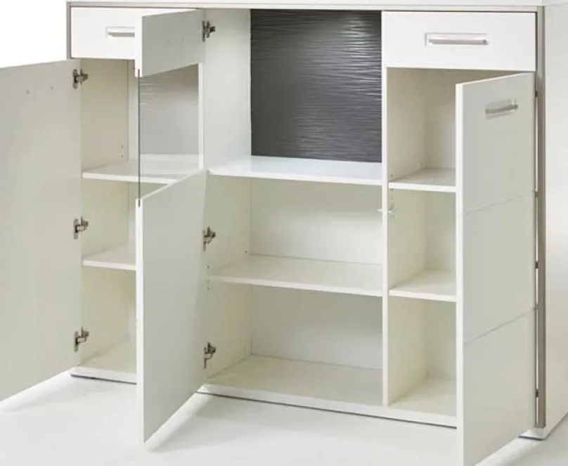 Best Trento Highboard weiß Hochglanz Highboards|Buffetschränke