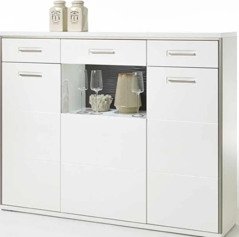 Best Trento Highboard weiß Hochglanz Highboards|Buffetschränke