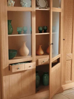 Online Vienna Landhaus Vitrinenschrank 4-türig mit Beleuchtung Pinie massiv Vitrinen|Vitrinenschränke