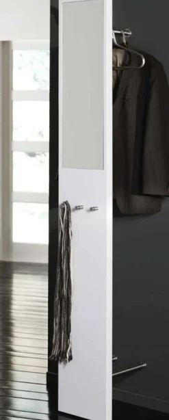 New Wandgarderobe mit Spiegel weiß Hochglanz Garderobenpaneel|Fluspiegel